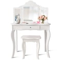 thumbnail image 1 of Infans Vanity Table Set Makeup Dressing Table Kids Girls Stool Mirror, 1 of 7