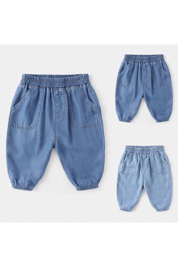 Infant 3-6 Months Boys Jogger Pants, Stretch Casual Cargo Pants 6-12 Months 12-24 Months 2T 3T 4T 5T 6T 7T 8T 9T Children Light Blue Streetwear Pants
