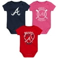 thumbnail image 1 of Infant Atlanta Braves Slide Home Three-Pack Bodysuit Set, 1 of 4