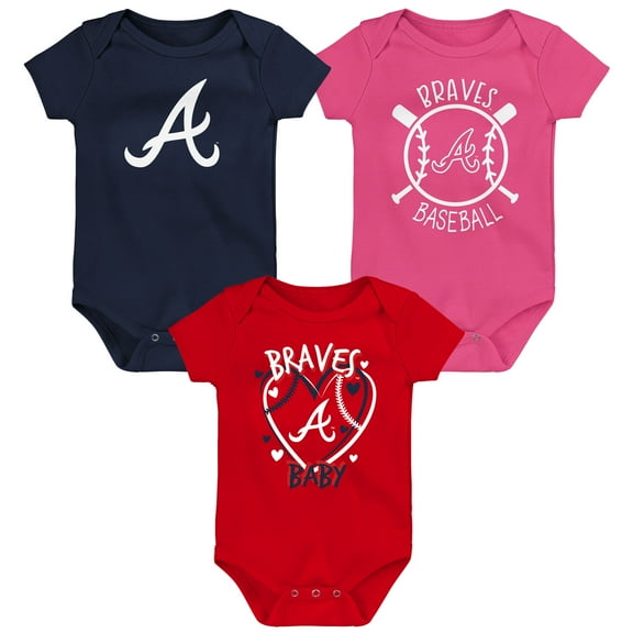 Infant Atlanta Braves Slide Home Three-Pack Bodysuit Set