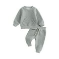 thumbnail image 1 of Infant Baby 2Pcs Fall Outfits Long Sleeve Front Pocket Textured Tops and Trousers Set, 1 of 8