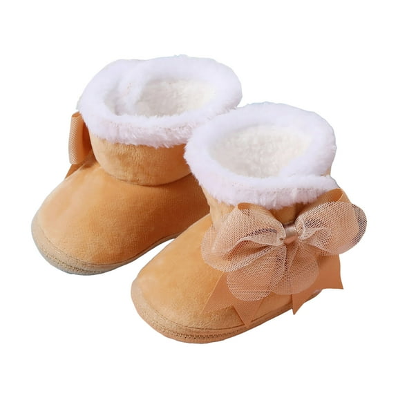 Infant Baby Boots Boys Girls Fleece Winter Snow Booties Newborn Toddlers Bowknot Crib Walking Shoes