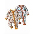 thumbnail image 1 of Infant Baby Boy 2 Pack Cartoon Pattern Long Sleeve Romper Clothes Animal Style Outfit 0-3 Months, 1 of 7