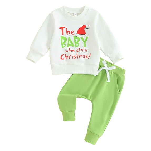 Infant Baby Boy Christmas Outfit Who Steal Your Christmas Shirts Sweatshirt Pants Set Newborn Xmas Clothes