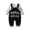 thumbnail image 1 of Infant Baby Boy Clothes Print Romper + Suspender Letter Pants Outfit Black 9-12 Months, 1 of 7