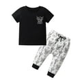 thumbnail image 1 of Infant Baby Boy Clothes Short Sleeve Tops Pants Outfits Set (6-9 Months, Black), 1 of 6
