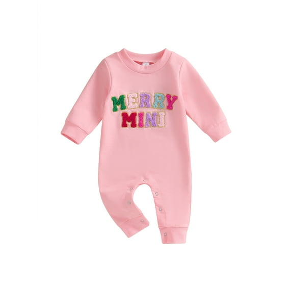 Infant Baby Boy Girl Christmas Outfit 3 6 12 18 Months Merry Christmas Print Jumpsuit Romper Onesie My First Christmas Clothes