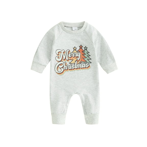 Infant Baby Boy Girl Christmas Outfit 3 6 12 18 Months Merry Christmas Print Jumpsuit Romper Onesie My First Christmas Clothes