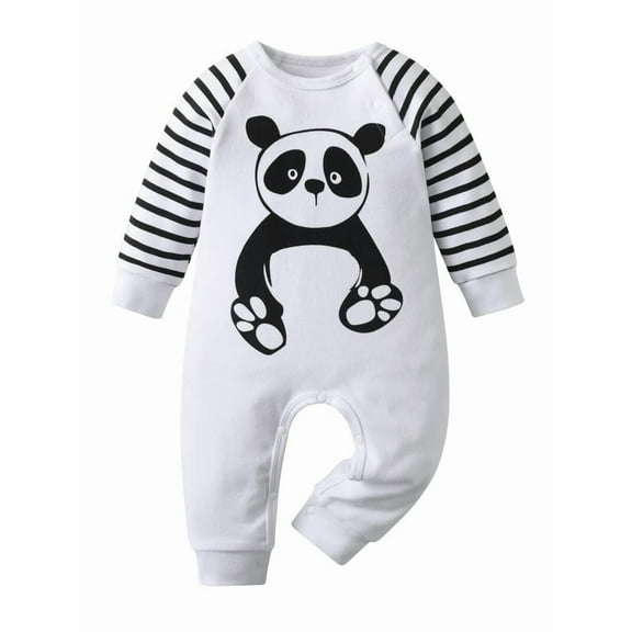 Infant Baby Boy Girl Clothes Bear Pattern Long Sleeve Romper Jumpsuit White 0-3 Months