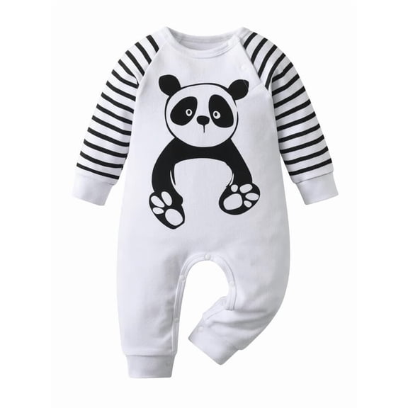 Infant Baby Boy Girl Clothes Bear Pattern Long Sleeve Romper Jumpsuit White 3-6 Months