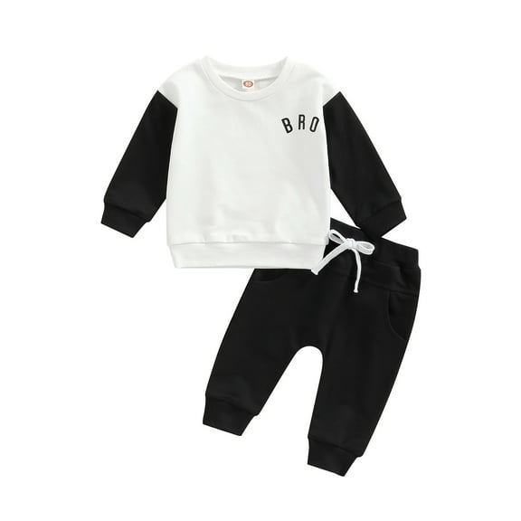Infant Baby Boy Girl Clothes Set 6M 12M 18M 24M 3Y Long Sleeve Crewneck Sweatshirt with Drawstring Pants Fall/Winter Outfits