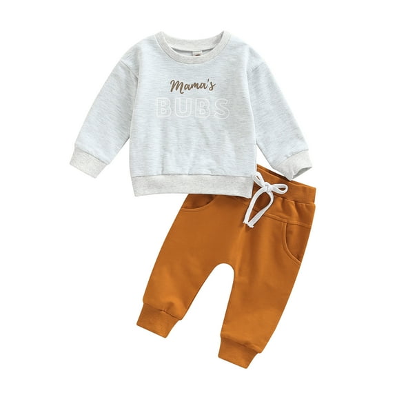 Infant Baby Boy Girl Clothes Set 6M 12M 18M 24M 3Y Long Sleeve Crewneck Sweatshirt with Drawstring Pants Fall/Winter Outfits