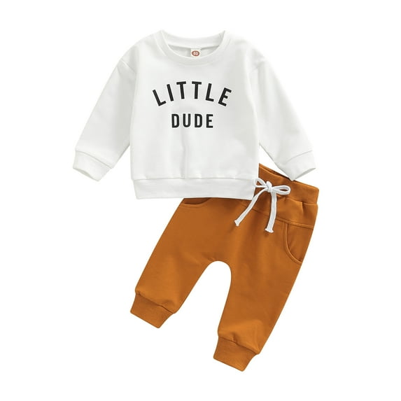 Infant Baby Boy Girl Clothes Set 6M 12M 18M 24M 3Y Long Sleeve Crewneck Sweatshirt with Drawstring Pants Fall/Winter Outfits