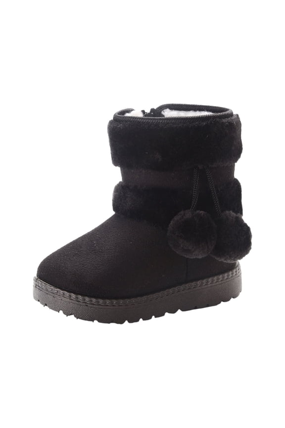 Infant Baby Boy Girl Cozy Fleece Bootie Newborn Stay On Slipper Winter Warm Gripper Non-Slip Crib Shoes Black 6.5 M