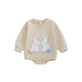 thumbnail image 1 of Infant Baby Boy Girl Easter Outfits Rabbit Embroidery Bubble Romper Long Sleeve Sweatshirt 1 3 6 9 12 Months Cute Spring Clothes, 1 of 8