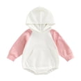 thumbnail image 1 of Infant Baby Boy Girl Fall Clothes Hoodie Pullover 6M 12M 18M 24M Sweatshirt Romper Color Block Long Sleeve Onesie Outfit, 1 of 9
