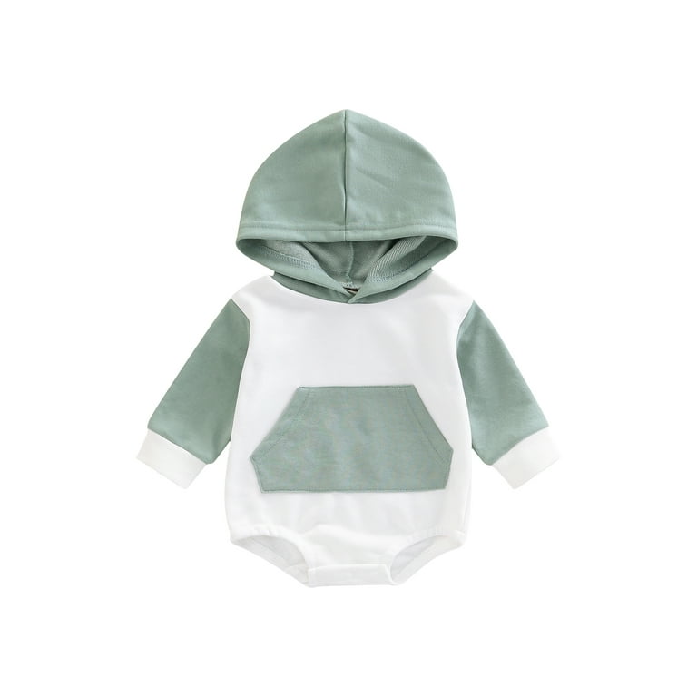 Infant Baby Boy Girl Fall Clothes Hoodie Pullover Sweatshirt Romper Color  Block Long Sleeve Onesie Outfit 