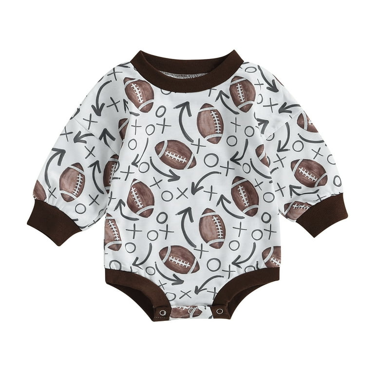 Infant Baby Boy Girl Football Outfit Game Day Onesie Clothes Long