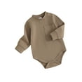thumbnail image 1 of Infant Baby Boy Girl Long Sleeve Romper Round Neck Solid Jumpsuit with Front Pocket, 1 of 8