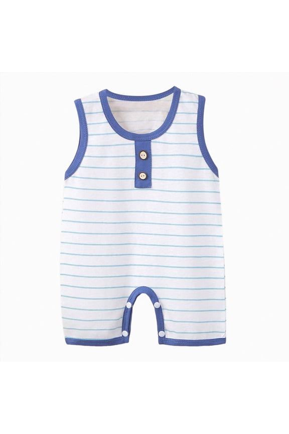 Infant Baby Boy Girl Sleeveless Onesie Stripe Romper Adorable Slim Fit Jumpsuit Summer Daily Wear Outfit Newborn 0 3 6 9 12 Months Soft Lightweight Breathable Clothing Gibobby,12-18 Months,Blue