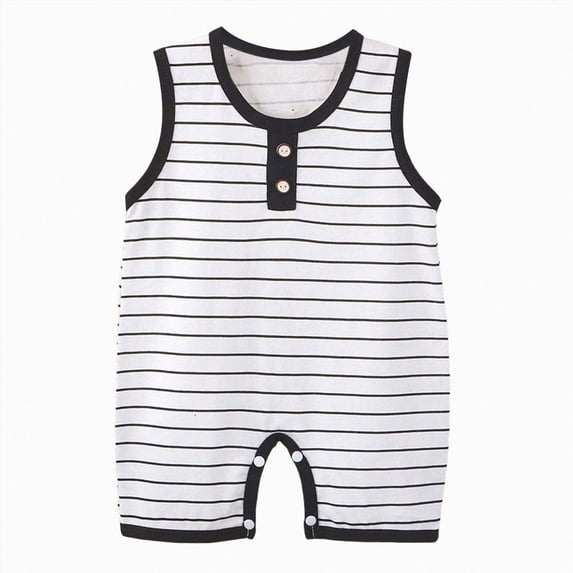 Infant Baby Boy Girl Sleeveless Onesie Stripe Romper Adorable Slim Fit Jumpsuit Summer Daily Wear Outfit Newborn 0 3 6 9 12 Months Soft Lightweight Breathable Clothing Gibobby,6-12 Months,Black