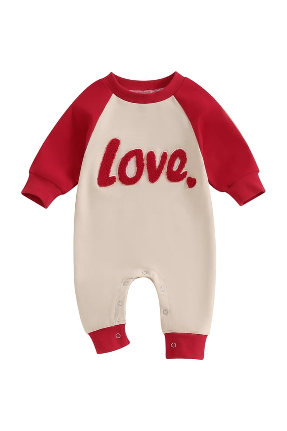 Infant Baby Boy Girl Valentine's Day Outfit 3 6 12 18 Months Love Heart Print Jumpsuit Romper Onesie Valentines Clothes