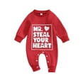 thumbnail image 1 of Infant Baby Boy Girl Valentine's Day Outfit 3 6 12 18 Months Mr. Steal Your Heart Jumpsuit Romper Onesie Valentines Clothes, 1 of 7