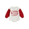 thumbnail image 1 of Infant Baby Boy Girl Valentine's Day Outfit Letter Print Contrast Color Sweatshirt Bubble Romper 3 6 12 18 Months Spring Clothes, 1 of 8
