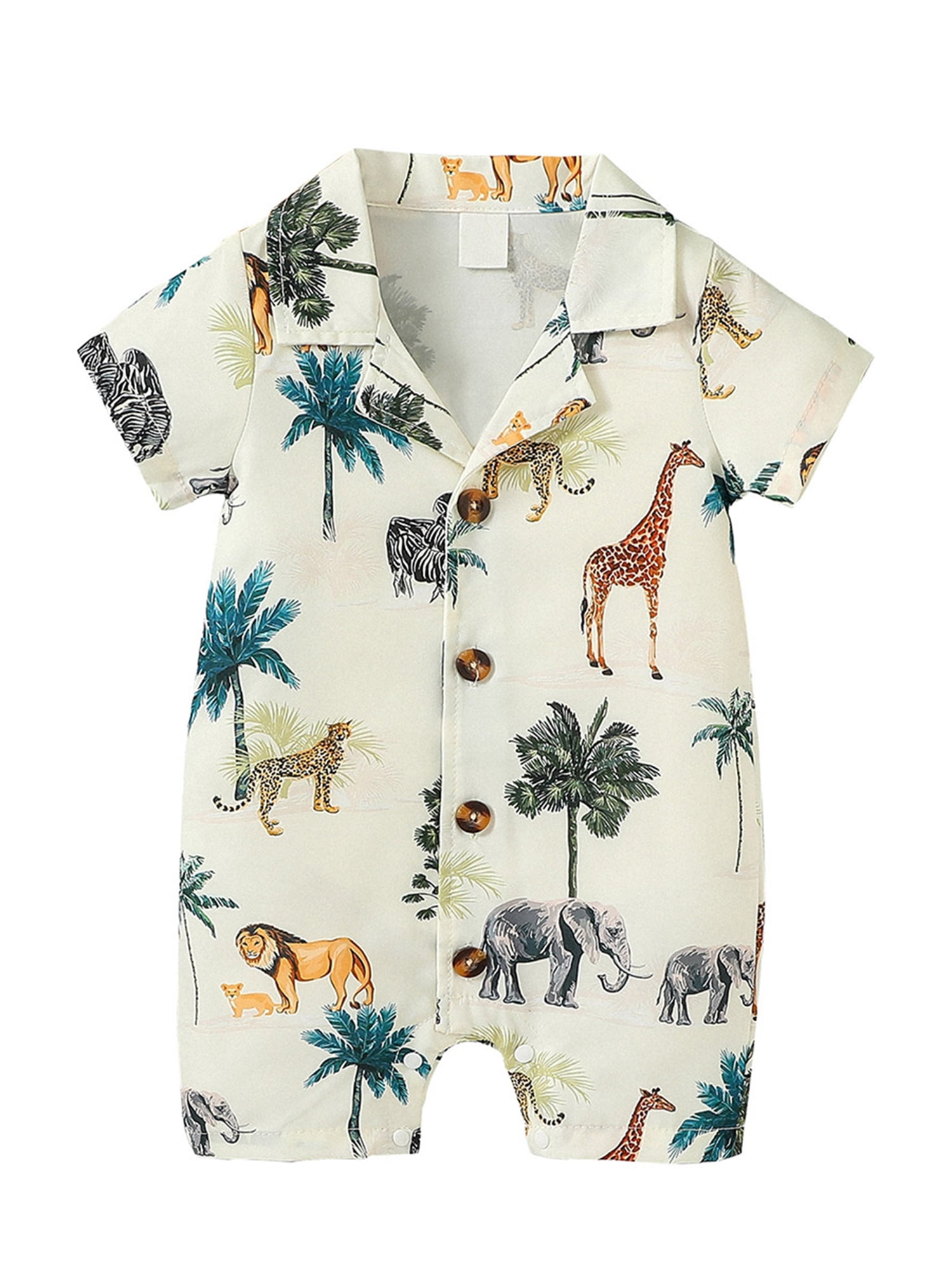 Infant Baby Boy Hawaiian Shirt Short Sleeve Lapel Collar Button Down