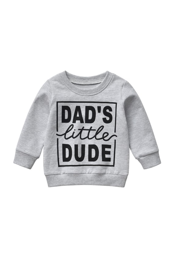 Baby Boy Clothes Letter Sweatshirt Crewneck Pullover Sweater Long Sleeve Shirt Fall Winter Clothes Gray 0-3 Months