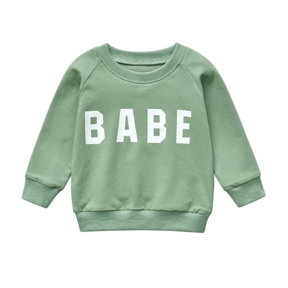 Baby Boy Clothes Letter Sweatshirt Crewneck Pullover Sweater Long Sleeve Shirt Fall Winter Clothes Green 0-3 Months