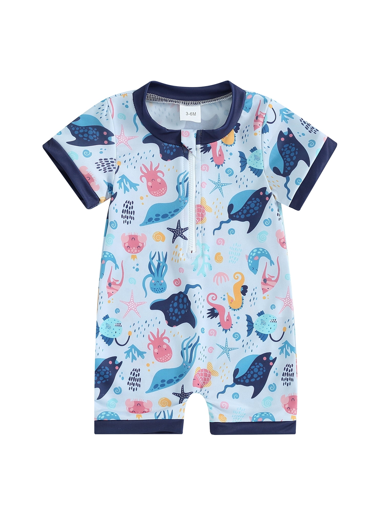 Infant Baby Boy One Piece Swimsuit Dinosaur Octopus Print Short Sleeve ...