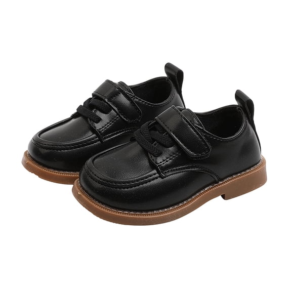 Infant Baby Boy Oxford Shoes PU Leather Loafers Rubber and Soft Sole Wedding Dress Shoes Toddler Girl Baby Walking Shoes Black 12 (30)