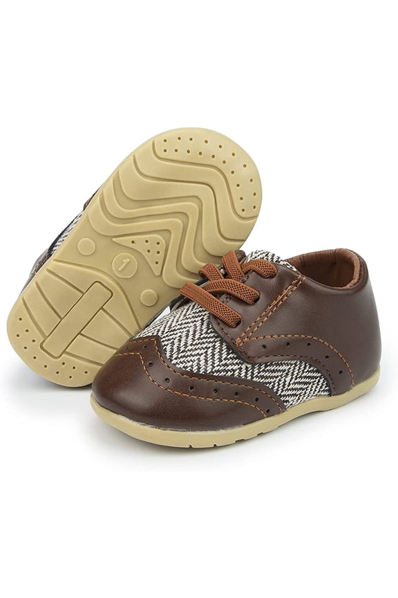 Infant Baby Boy Oxford Shoes PU Leather Loafers Rubber and Soft Sole Wedding Dress Shoes Toddler Girl Baby Walking Shoes