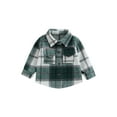 thumbnail image 1 of Infant Baby Boy Shirts Jacket Plaid Long Sleeve Single-Breasted Shacket Coat with Pockets Toddler Casual Fall Winter Outerwear, 1 of 8