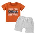 thumbnail image 1 of Infant Baby Boy Summer Clothes Western Cow Print Short Sleeve T Shirt Tops Solid Shorts Set Toddler Boy Outfit for Newborn 0-3T, 1 of 9