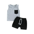 thumbnail image 1 of Infant Baby Boy Summer Outfits Contrasting Color Sleeveless Tank Tops and Stretch Casual Shorts Set, 1 of 7