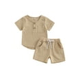 thumbnail image 1 of Infant Baby Boy Summer Outfits, Short Sleeve Button Down Pocket Tops Shorts Set, 1 of 7