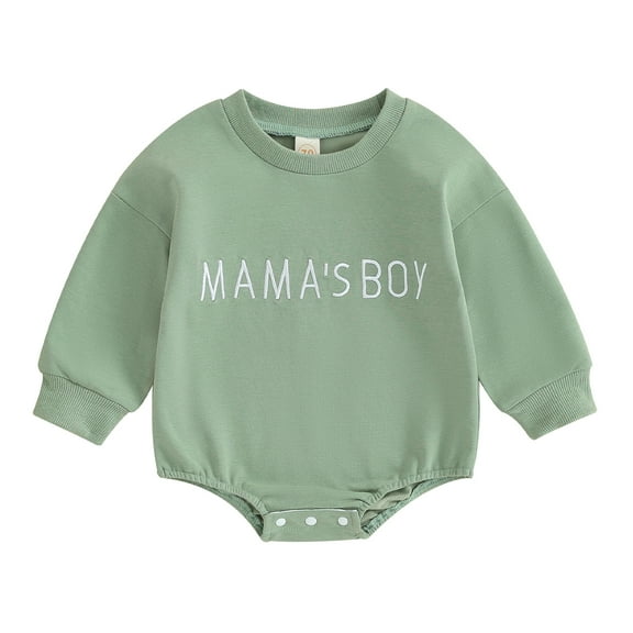 Infant Baby Boy Sweatshirt Jumpsuit 3 6 12 18M Letter Embroidery Round Neck Long Sleeve Romper Toddler Clothes