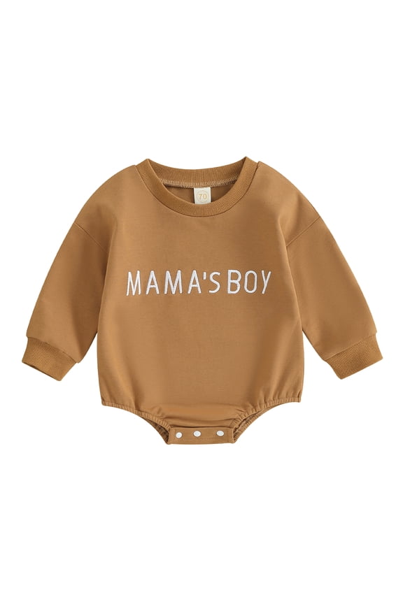 Infant Baby Boy Sweatshirt Jumpsuit 3 6 12 18M Letter Embroidery Round Neck Long Sleeve Romper Toddler Clothes