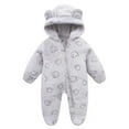 thumbnail image 1 of Infant Baby Boy Winter Snowsuit, Warm Bear Ear Hooded Romper, Newborn Thickened Jumpsuit Outdoor Outfit, 1 of 2