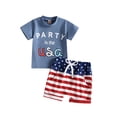 thumbnail image 1 of Infant Baby Boys 4th of July Outfits, Independence Day Short Sleeve T-Shirt Stars Stripes Print Shorts Set, 1 of 7