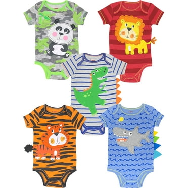 Infant Baby Boys 5 Pack Costume Bodysuits Newborn to Infant