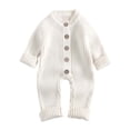 thumbnail image 1 of Baby Boys Bodysuits Fall Winter Knit Romper Clothing White Size 6-12 Months, 1 of 5