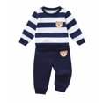 thumbnail image 1 of Infant Baby Boys Clothes 6 Months Boys Fall Winter Outfits 12 Months Boys Long Sleeve Round Neckline Stripe Sweatshirt Pants 2PCS Clothing Set Blue, 1 of 8