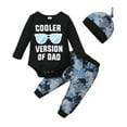 thumbnail image 1 of Infant Baby Boys Clothes Baby Boys Outfits 6-12 Months Baby Boys Long Sleeve Glasses Print Romper Top Pants Hat 3PCS Set Black, 1 of 9