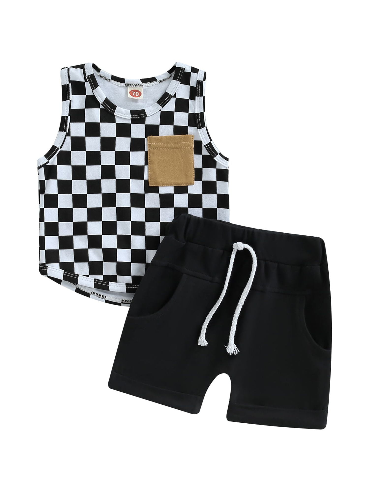 Infant Baby Boys Clothes Summer Outfit Sleeveless Vest Tops Drawstring