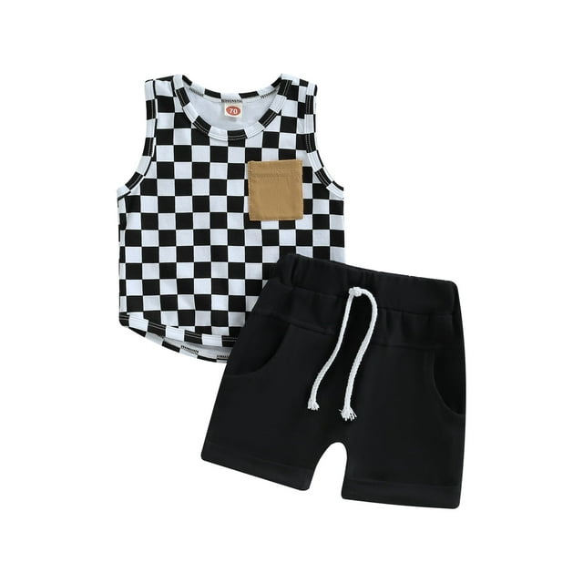 Infant Baby Boys Clothes Summer Outfit Sleeveless Vest Tops Drawstring