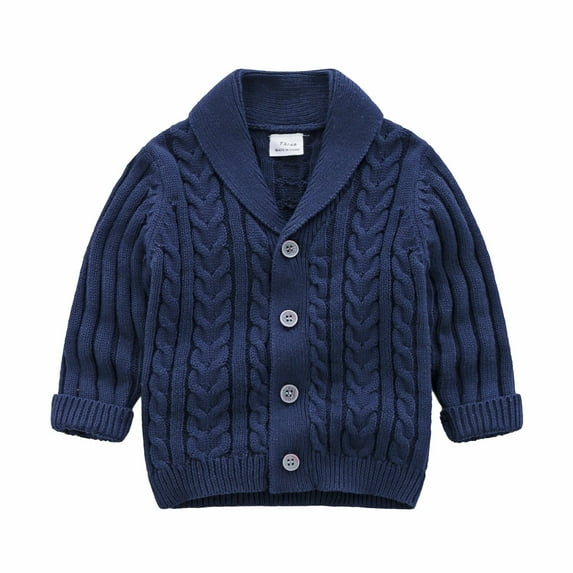 Infant Baby Boys Crochet Cardigan Chunky Knit Sweater V-Neck 𝐔niform Cardigan Button up Knitted Sweater Jacket Tops