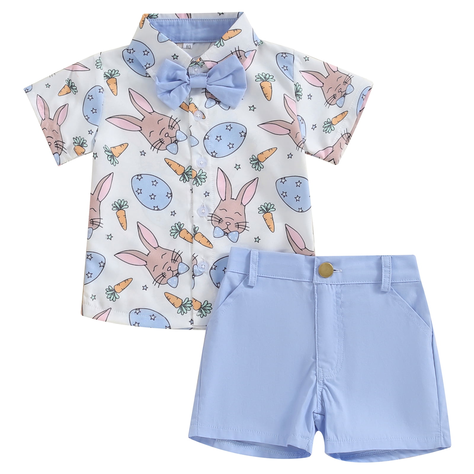 Infant Baby Boys Easter Outfits Set Carrot Rabbit Print Shirts Tops and